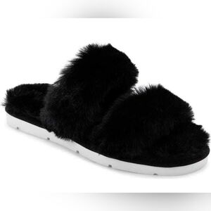 Dolce Vita Black Furry Slippers